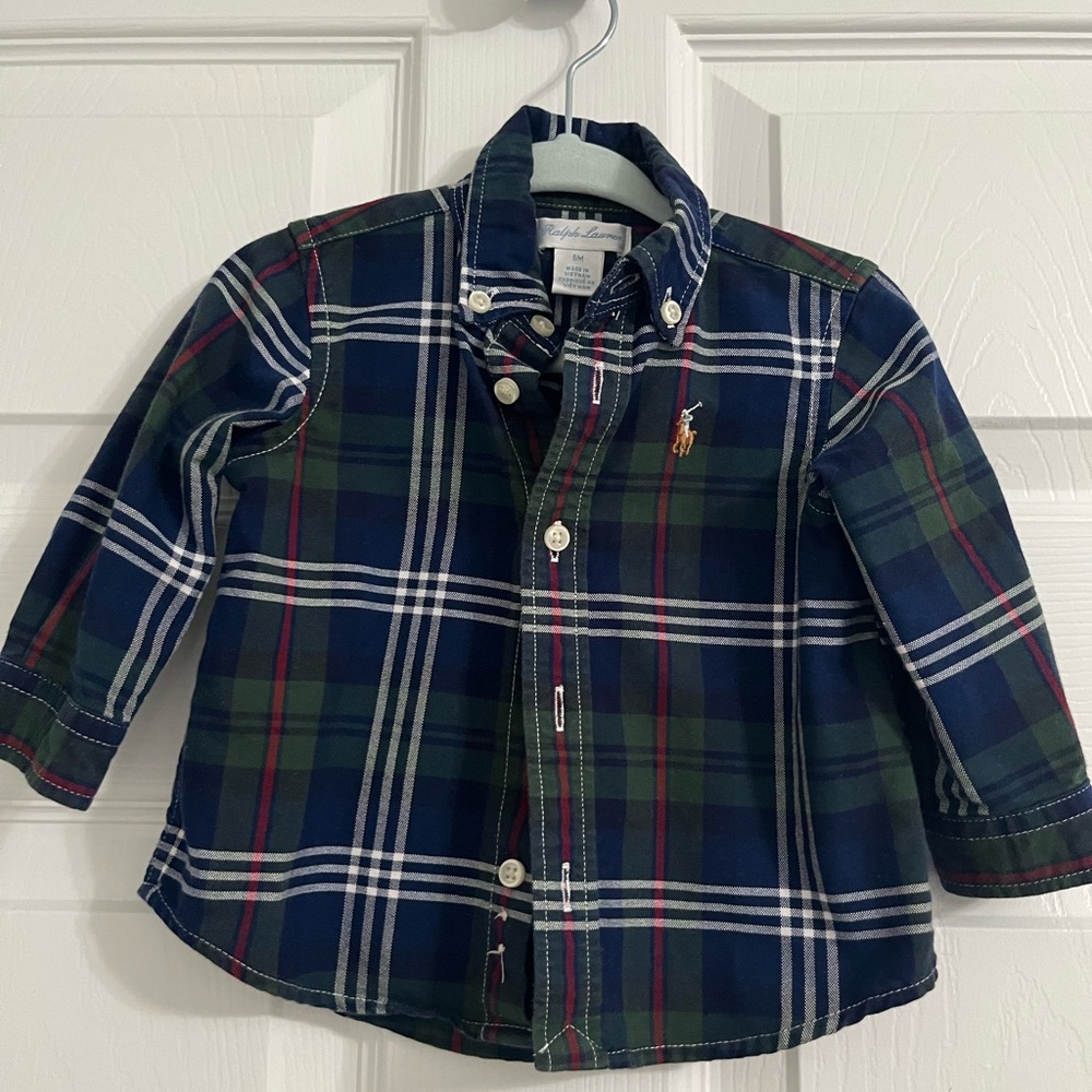 Ralph Lauren Baby Boy Plaid Shirt Size 6 months